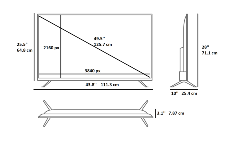 50 inch tv dimensions